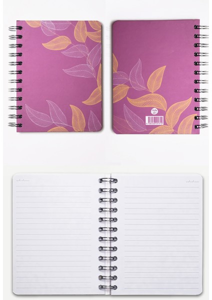 Fuşya Yaprak Spiralli Defter 12X17