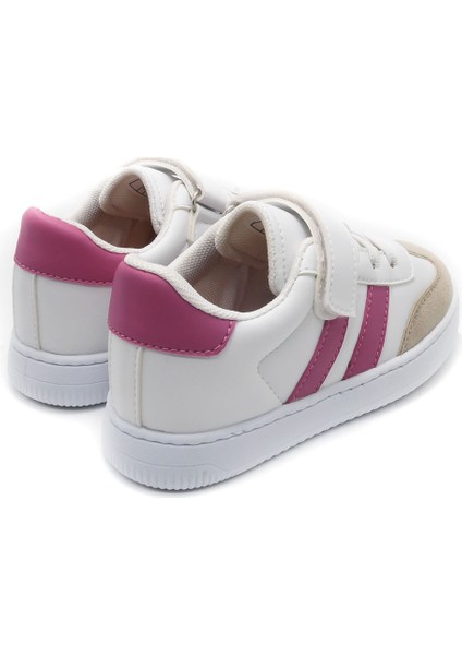 Ramba Deri Görünümlü Mesh Astarlı Çocuk Sneaker - Pembe - 4003