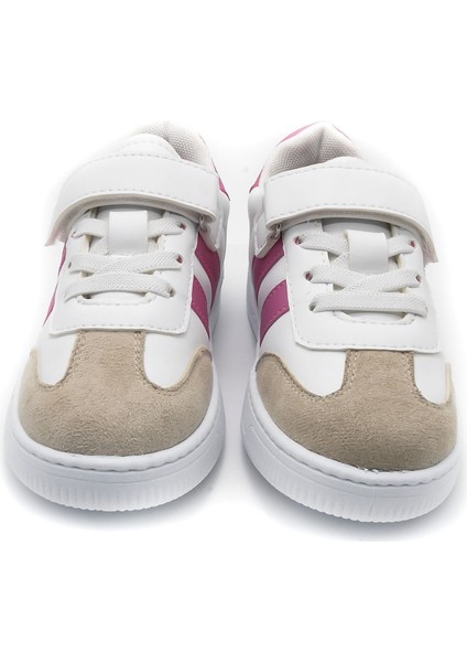 Ramba Deri Görünümlü Mesh Astarlı Çocuk Sneaker - Pembe - 4003