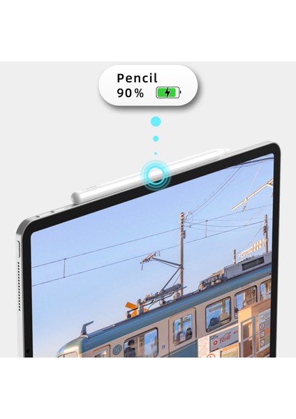 S-IP02 Stylus Kalem iPad Dokunmatik Ekranlar Manyetik Kablosuz Şarjlı Kapasitif Kalem Dokunmatik Kalem-Beyaz (Yurt Dışından)
