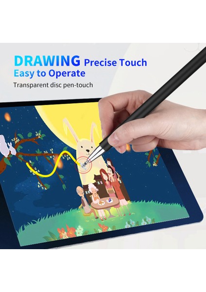 JD01 Evrensel Tablet Akıllı Telefon Kapasitif Kalem Manyetik Adsorpsiyon Kapağı Çizim Yazma Kalem Yedek Yuvarlak Disk Kalem Ucu Ile-Siyah (Yurt Dışından)