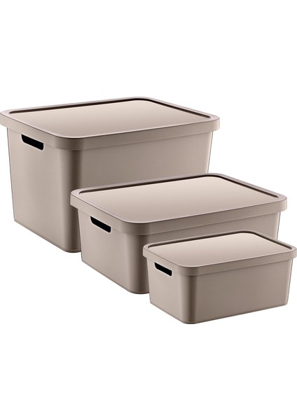 Menashop 3'lü Set Stafi Kapaklı Kutu Terra (4,5-12-18 Lt)