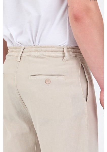 Theseason Erkek Taş Pamuklu Keten Görünümlü Beli Bağcıklı Relaxed Fit Yazlık Chino Pantolon fırsatları