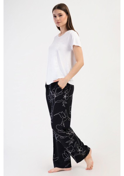 Kadın Kısa Kol Beyaz Pijama Takımı C6T4N0O014