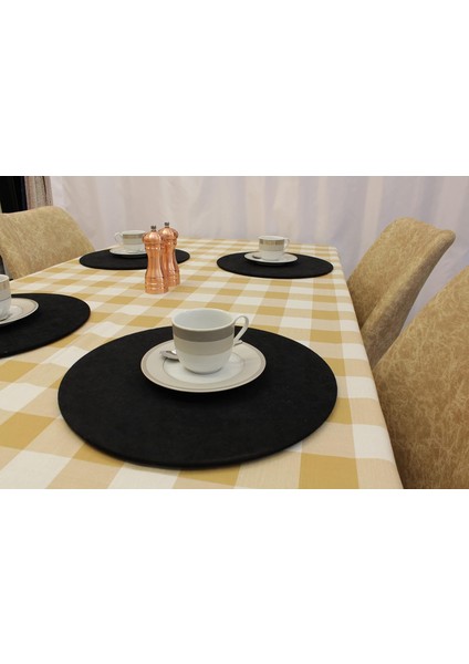 Menashop Kahverengi Renk Kare Desenli Full Akrilik Dertsiz Dokuma Masa Örtüsü 150X220 cm