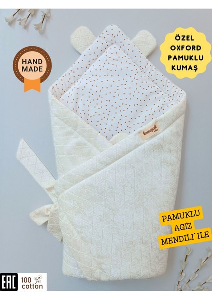Ekru Kız Erkek Bebek Battaniyesi Doğal Uyku Kundağı Hastane Çıkışı Yenidoğan Mevsimlik Hediyelik