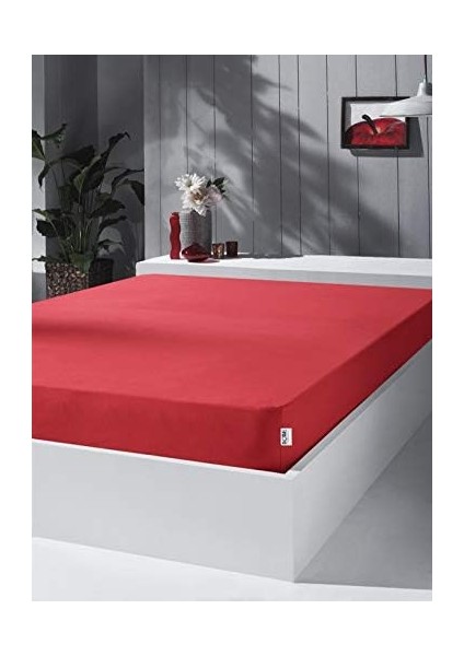 Menashop Metrashop Home Örme Penye Lastikli Çarşaf, Tek Kişilik, Kırmızı, Pamuk-Elastan 230 G/m2 fiyatları