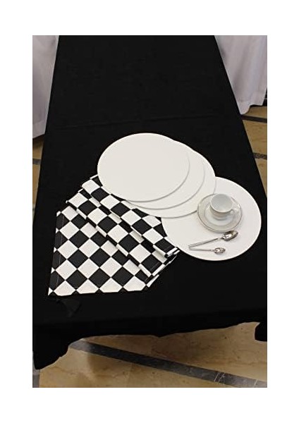 Menashop Beyaz Büyük Kare Desenli Dijital Baskılı Runner Amerikan Servis 40X150 cm modelleri