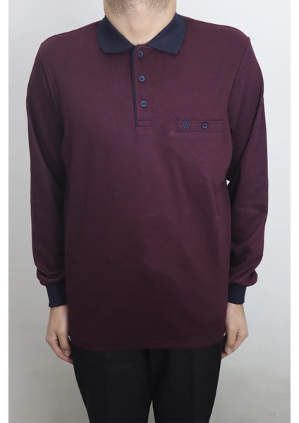 Fistan Store Erkek Ince Çizgili Klasik Rahat Kalıp Polo Yaka Tek Cepli Kışlık Selanik Kazak