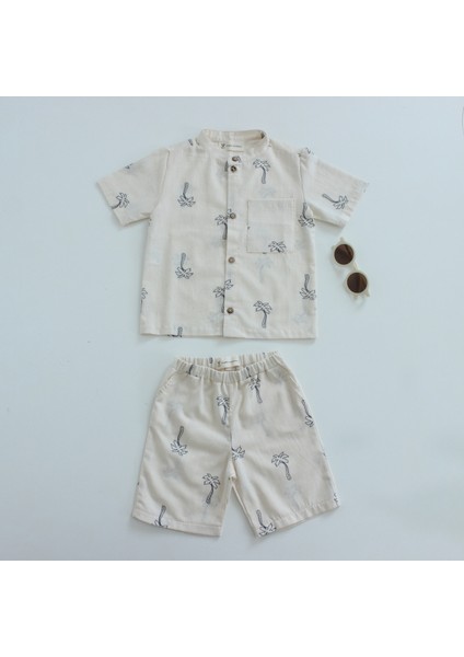 Kum Detaylıpalmiyeli Erkek Çocuk Şortlu Takım