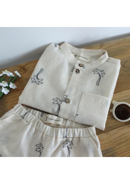Kum Detaylıpalmiyeli Erkek Çocuk Şortlu Takım modelleri