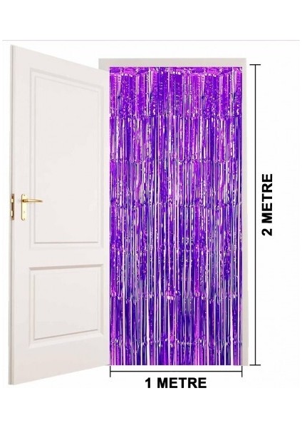 Mor Ekstra Metalize Saçaklı Arka Fon Perde fırsatları