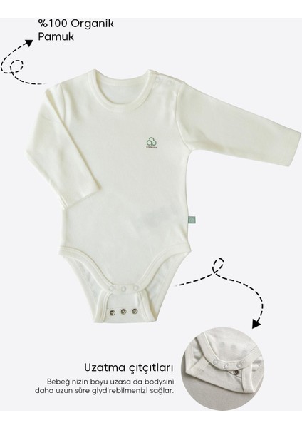 Organik New Basic Uzayan Uzun Kol Body Ekru