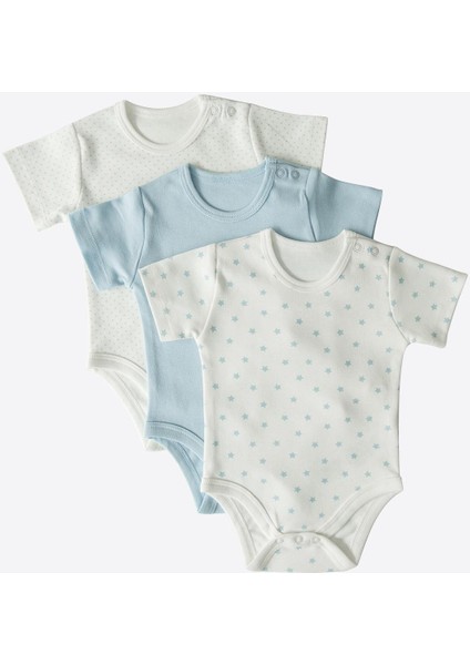 Organik New Dreams 3'lü Kısa Kol Body Mavi