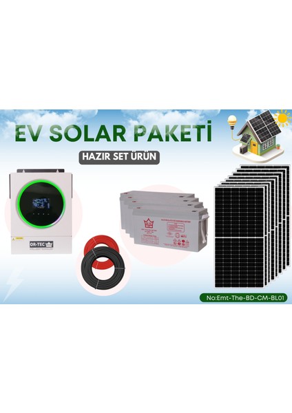 Villa Paketi Güneş Enerjili 8ADET 585W Panel 4ADET 150AH Jel Akü 5.6kw Akıllı Inverter