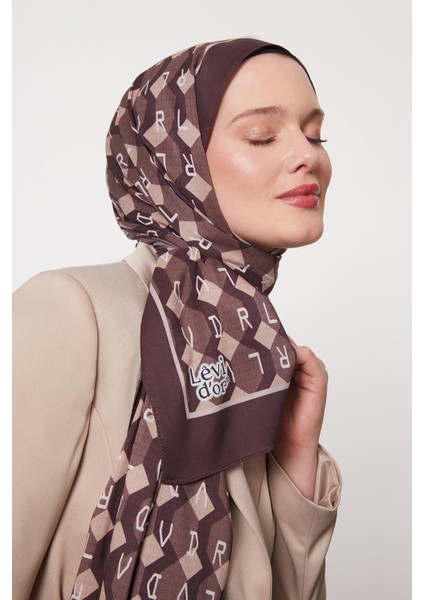 Kahve Petek Desen Love Şal