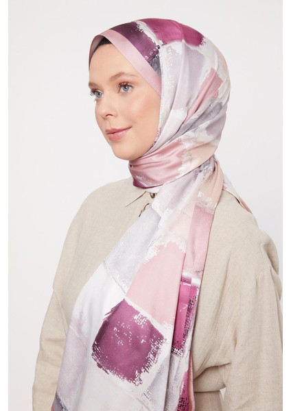 Pembe Kare Desen Twill Şal