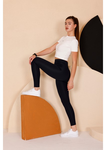 Kadın Lacivert Yüksel Bel Slim Fit Tayt - 3060