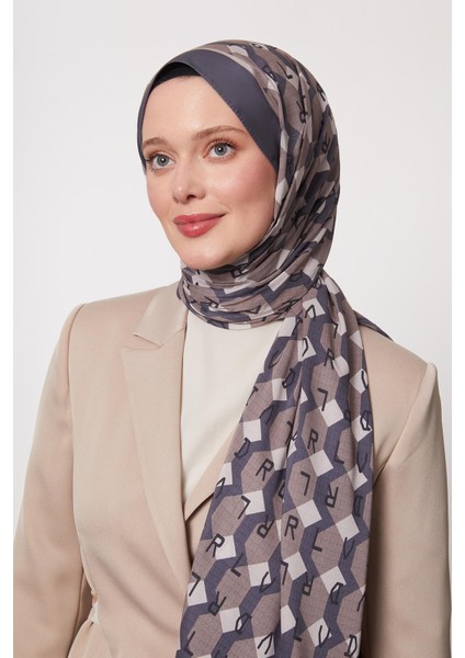 Indigo Petek Desen Love Şal