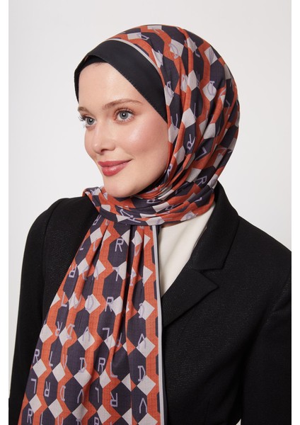 Siyah-Oranj Petek Desen Love Şal fiyatları