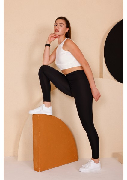 Kadın Siyah Yüksel Bel Slim Fit Tayt - 3060 fiyatları