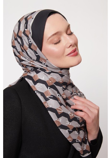 Siyah-Bej Petek Desen Love Şal fiyatları