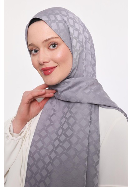Gümüş Kare Geçişli Desen Blue Jakar Şal modelleri