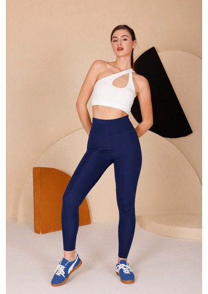 Kadın Açık Lacivert Yüksel Bel Slim Fit Tayt - 3060 modelleri