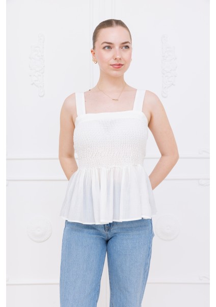 Beyaz Gipeli Bluz