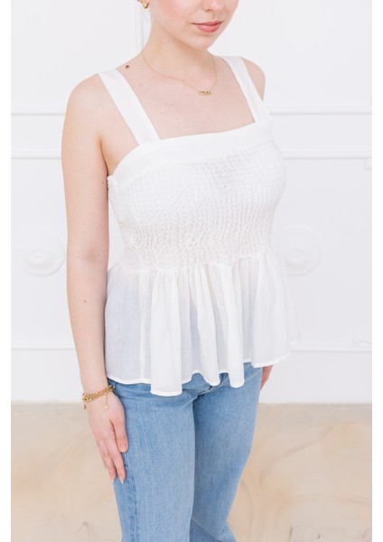 Beyaz Gipeli Bluz modelleri