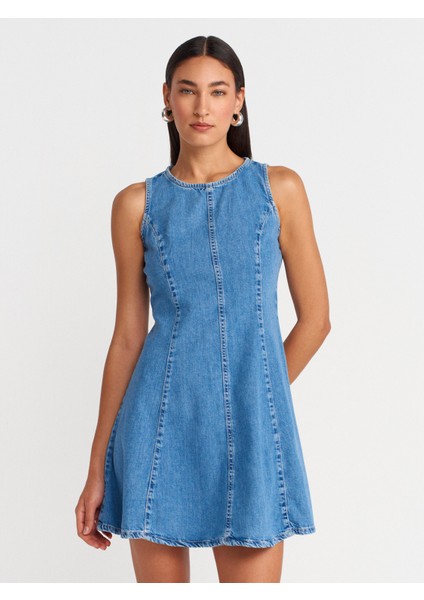 90559 Godeli Mini Elbise-Mavi