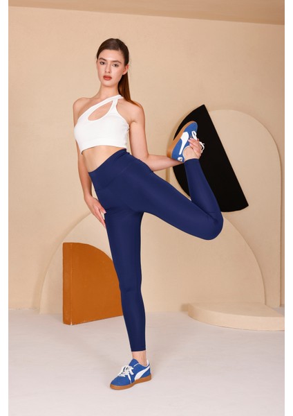 Kadın Açık Lacivert Yüksel Bel Slim Fit Tayt - 3060 fiyatları