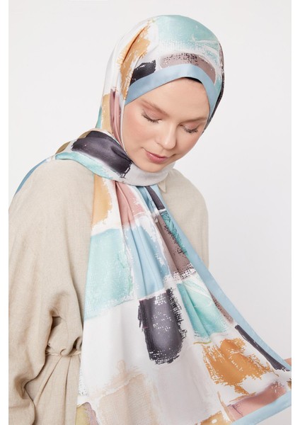 Mavi Kare Desen Twill Şal fiyatları