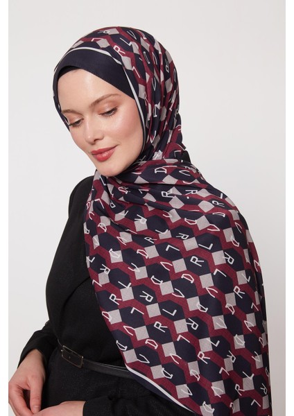Bordo Petek Desen Love Şal modelleri