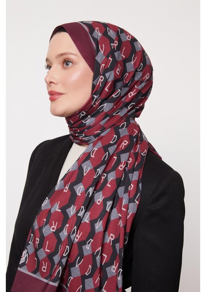 K.bordo Petek Desen Love Şal