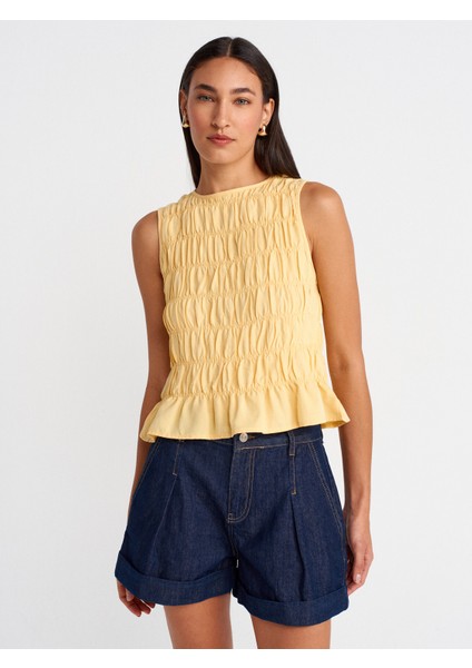 50845 Kolsuz Crop Bluz-Sarı