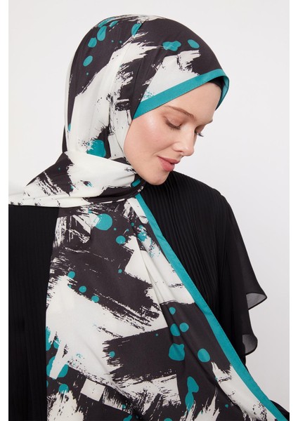 Mint Yeşili Fırça Izi Desenli Elegance Şal modelleri