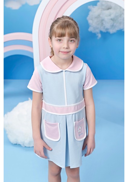 Kız Çocuk Bebe Yaka Kısa Kollu Örme Elbise