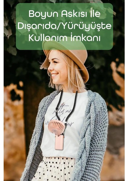 Lcd Ekranlı Şarjlı El Fanı Mini Vantilatör 5 Kademe Sessiz Boyun Askılı Pembe Fan modelleri