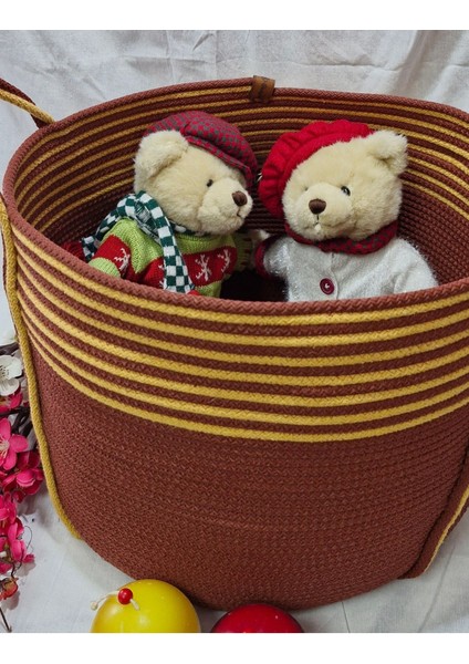 Kiremit Hardal Rengi Cok Amaclı Bohem Organızer Sepet