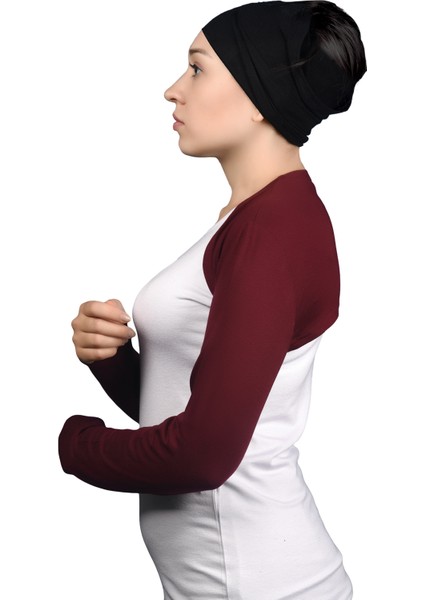 Uzun Kollu Tesettür Bolero - Bordo