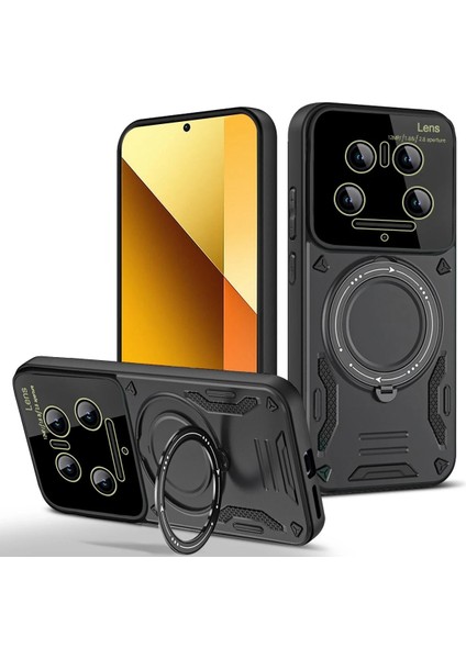 Xiaomi Mi 14 Ultra Kılıf Joy Lens Standlı Kapak - Siyah Zrnet