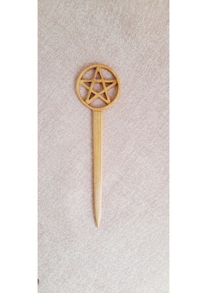 El Yapımı Doğal Ahşap Yıldız Pentagram Temalı Topuz Tokası, Saç Tokası fiyatları