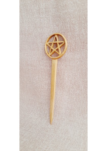 El Yapımı Doğal Ahşap Yıldız Pentagram Temalı Topuz Tokası, Saç Tokası modelleri
