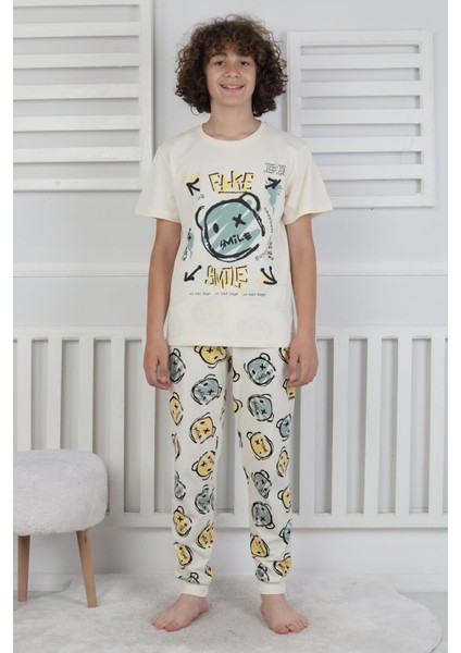Çizgi Ayı Desenli Erkek Çocuk Pijama Takımı