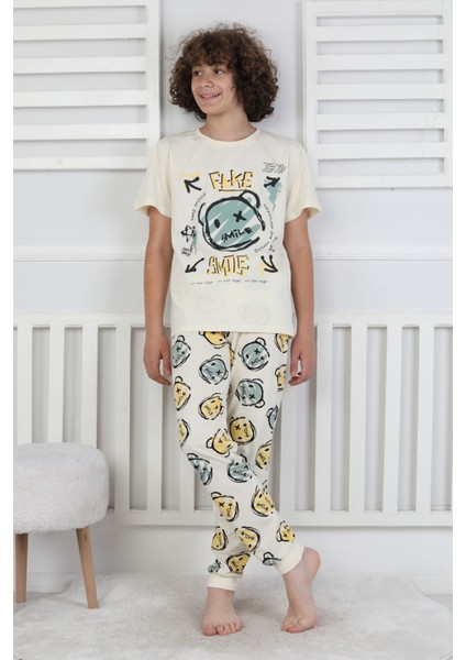 Çizgi Ayı Desenli Erkek Çocuk Pijama Takımı