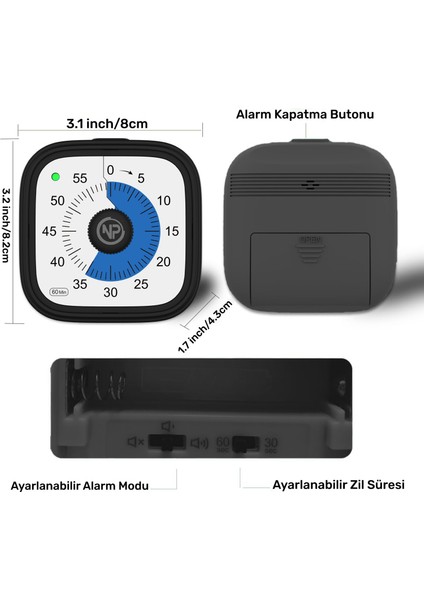 NPT31 Mutfak,ders,yemek Için 60DK Analog Alarm Zamanlayıcı,pomodoro Öğrenci Motivasyon Saati modelleri