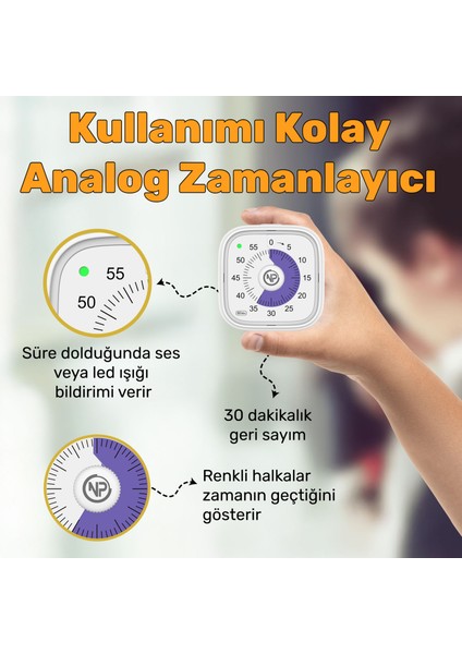 NPT31 Mutfak,ders,yemek Için 60DK Analog Alarm Zamanlayıcı,pomodoro Öğrenci Motivasyon Saati