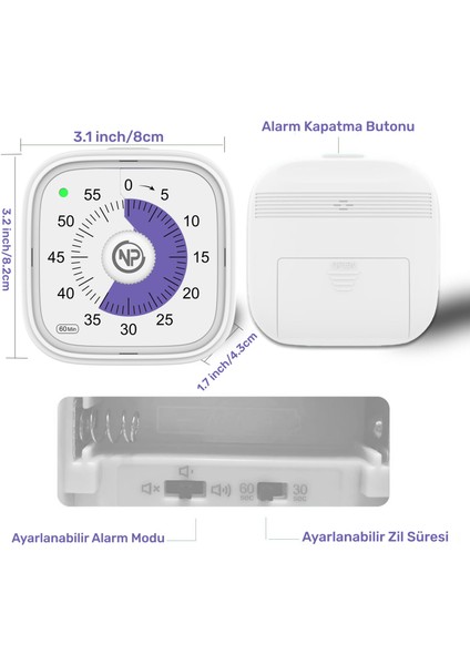 NPT31 Mutfak,ders,yemek Için 60DK Analog Alarm Zamanlayıcı,pomodoro Öğrenci Motivasyon Saati