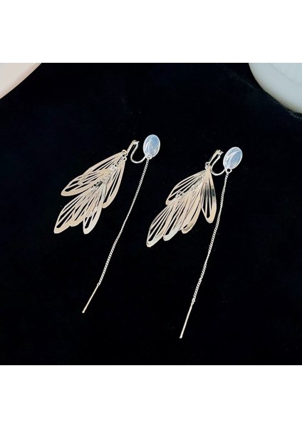 Gümüş Uzun Metal Püskül Küpe Küpe (Yurt Dışından)